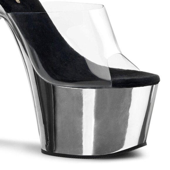 Clear Strap Chrome Platform Heels: Sexy High Heels for Pole Dance & Parties - Picture 3 of 5